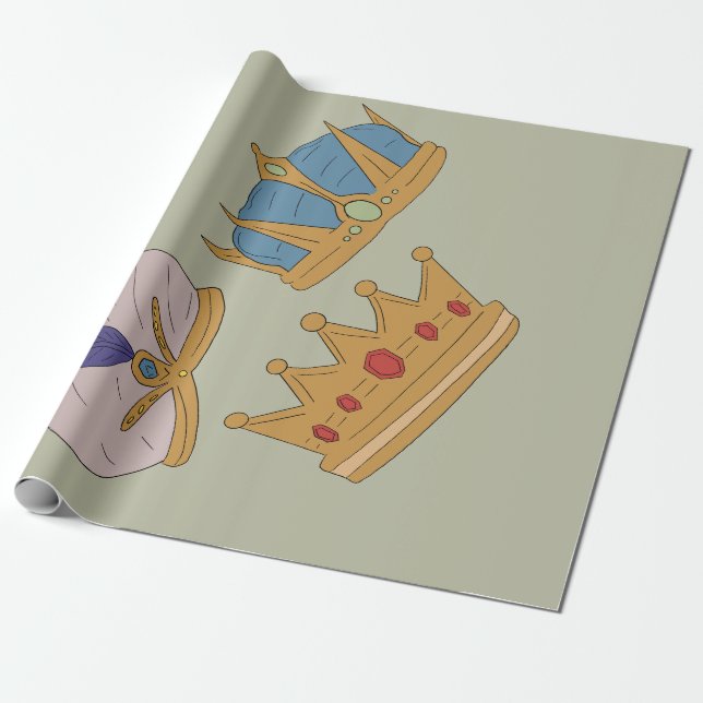 THREE KING CROWN WRAPPING PAPER PRESENTPAPPER (Utrullad)