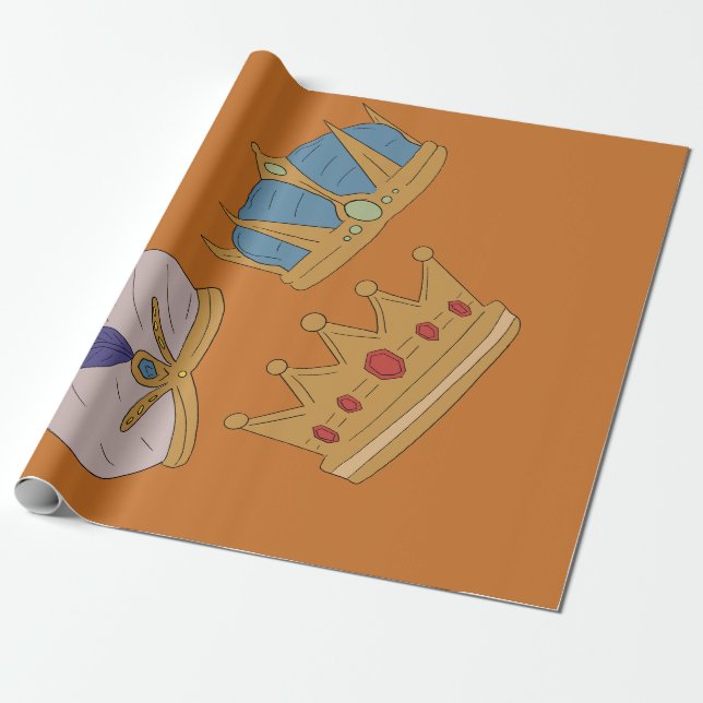 THREE KING CROWN WRAPPING PAPER  PRESENTPAPPER (Utrullad)