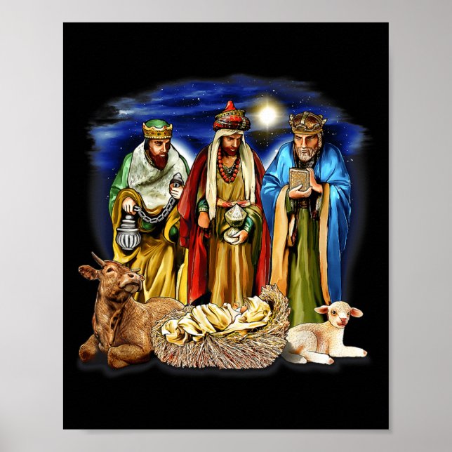 Three Kings Shirt Nativity Scene Shirt Christmas S Poster (Framsidan)