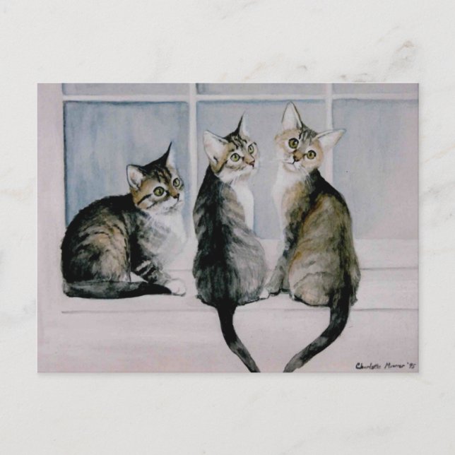 "Three Kittens" Art Reproduction Postcard Vykort (Framsida)