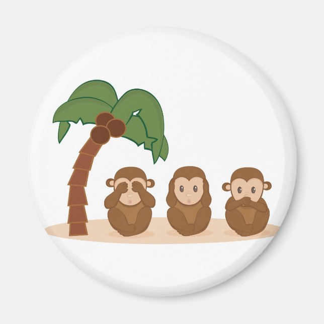 Three little monkeys - três macaquinhos magnet (Framsidan)