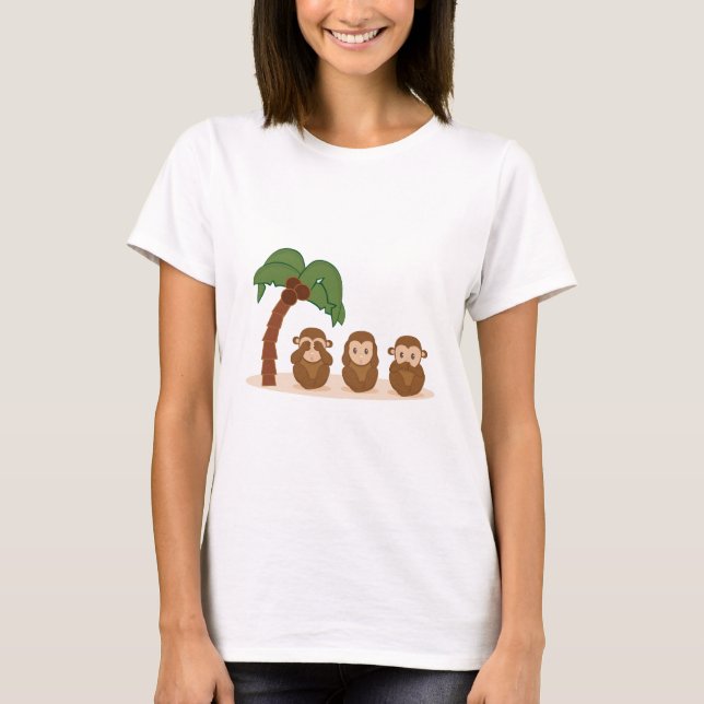 Three little monkeys - três macaquinhos tee shirt (Framsida)