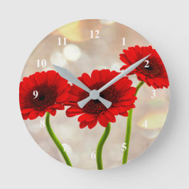Three Little Red Gerberas Acrylic wall clock Rund Klocka