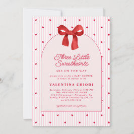 Three Little Sweethearts Valentine Baby Shower  Inbjudningar