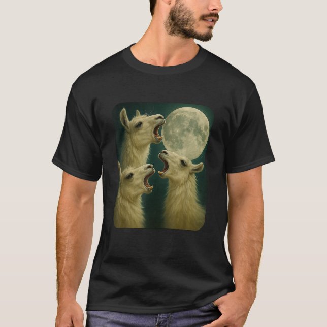 Three Llama Moon Funny 3 Wolfs Meme Nerdy T Shirt (Framsida)