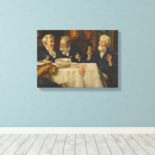Three Men Dining Canvastryck (Insitu (trägolv))