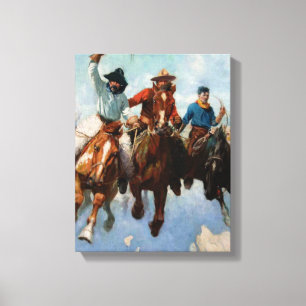 “Three Montana Cowboys” av W Herbert Dunton Canvastryck