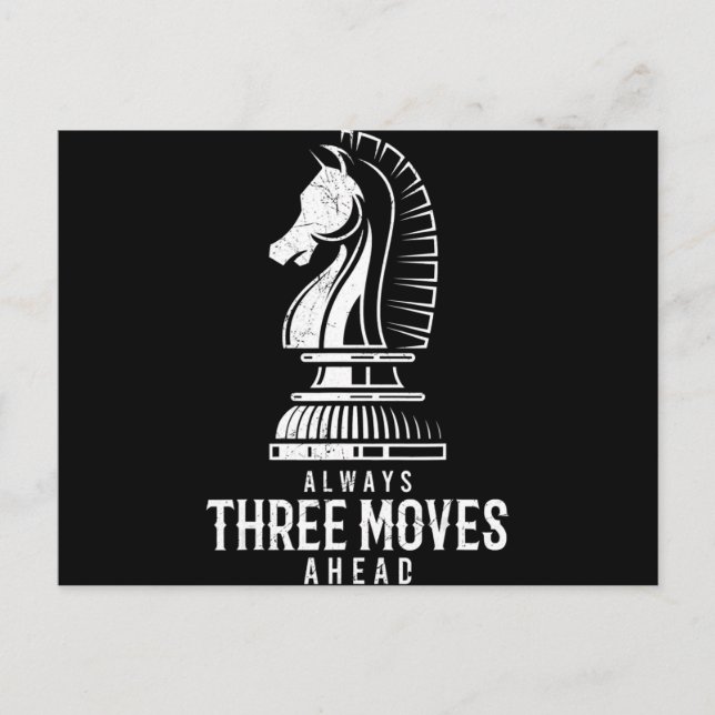 Three Moves Ahead I Schack Matt Spel Schackpjäs Meddelande Vykort (Framsida)