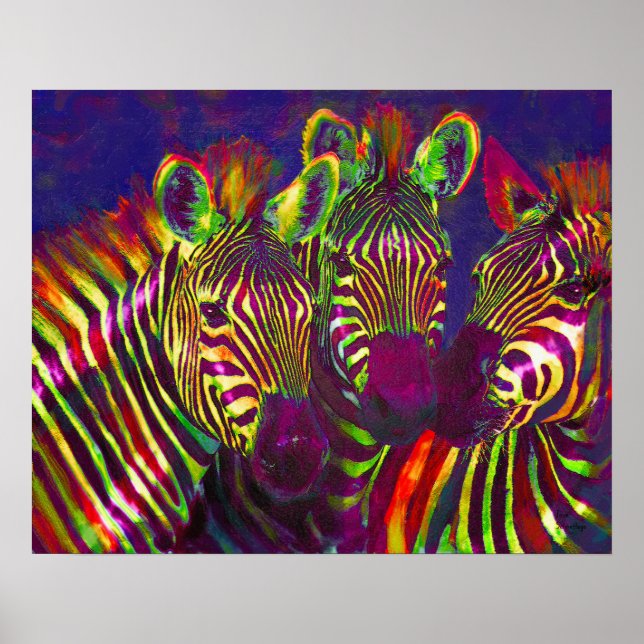 three neon zebras poster (Framsidan)
