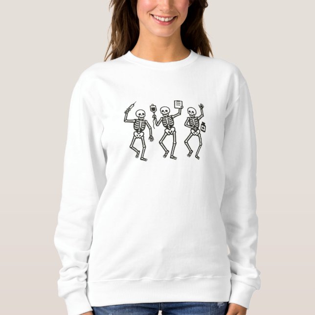 Three Nurse Skeletons Halloween Design | Funny Spo T Shirt (Framsida)