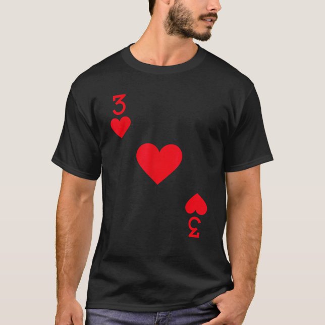 Three of Hearts Costume  Halloween Deck of Cards  T Shirt (Framsida)