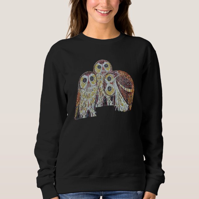 Three Owls Detailed Vector In Nouveau Style 1 T Shirt (Framsida)