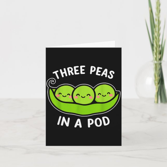 Three Peas In A D Cute Kawaii Funny  Kort (Framsida)