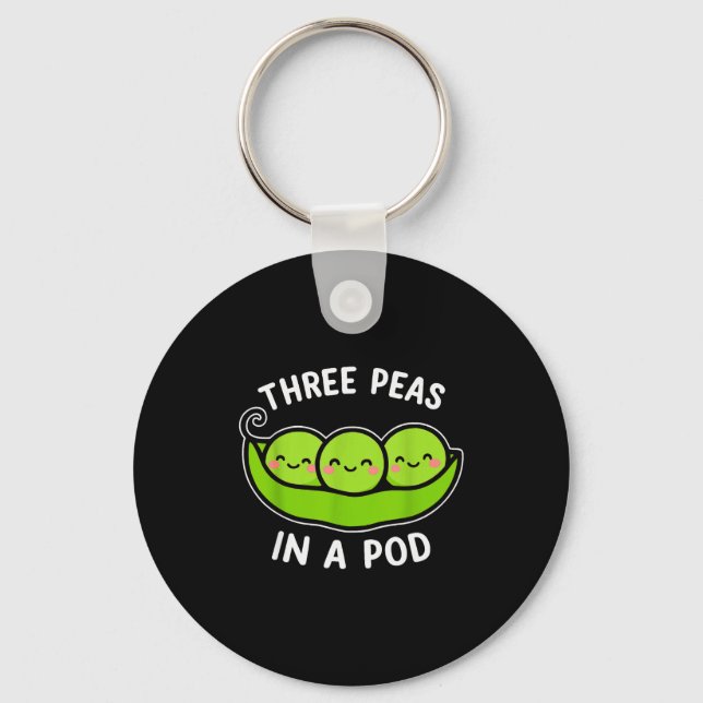 Three Peas In A D Cute Kawaii Funny  Nyckelring (Framsida)