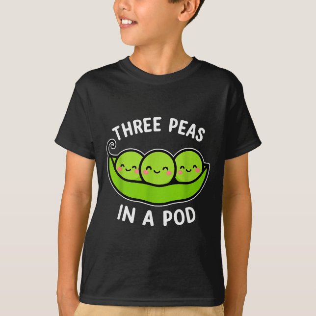 Three Peas In A D Cute Kawaii Funny  T Shirt (Framsida)