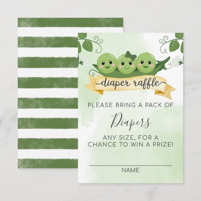 Three Peas in a Pod Blöja Lotteri Kort Insats (Fram/baksida)