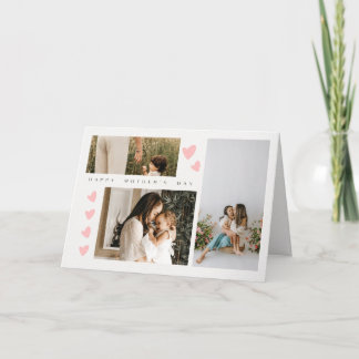 Three Photo Happy Mothers Day Greeting Card Kort