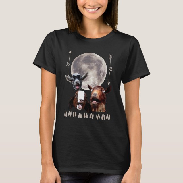 Three Pigmy Goats Moon Design 3 Baby Goats Moon Co T Shirt (Framsida)
