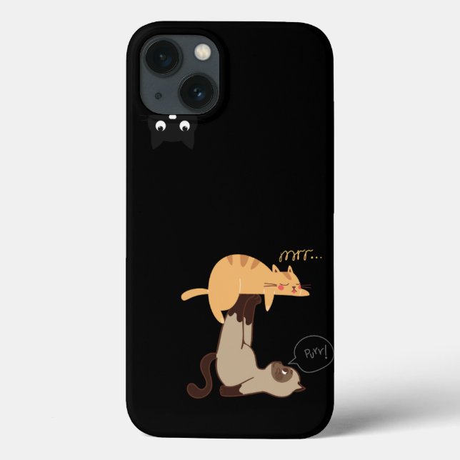 Three Playful Cats iPhone Case – Minimalist  (Baksida)