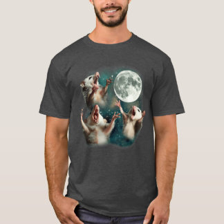 Three Possum Moon 3 Opossum Funny Weird Cursed Mem T Shirt