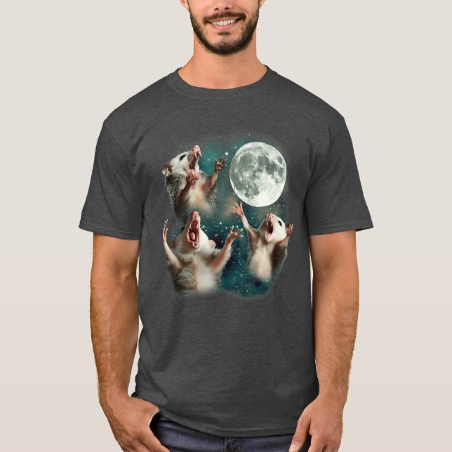 Three Possum Moon 3 Opossum Funny Weird Cursed Mem T Shirt (Framsida)