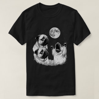 Three Pugs Howling At The Moon Celestial Vintage T Shirt