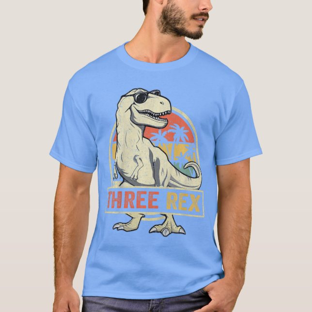 Three Re 3rd Birthday hird Dinosaur 3 Year Old ret T Shirt (Framsida)