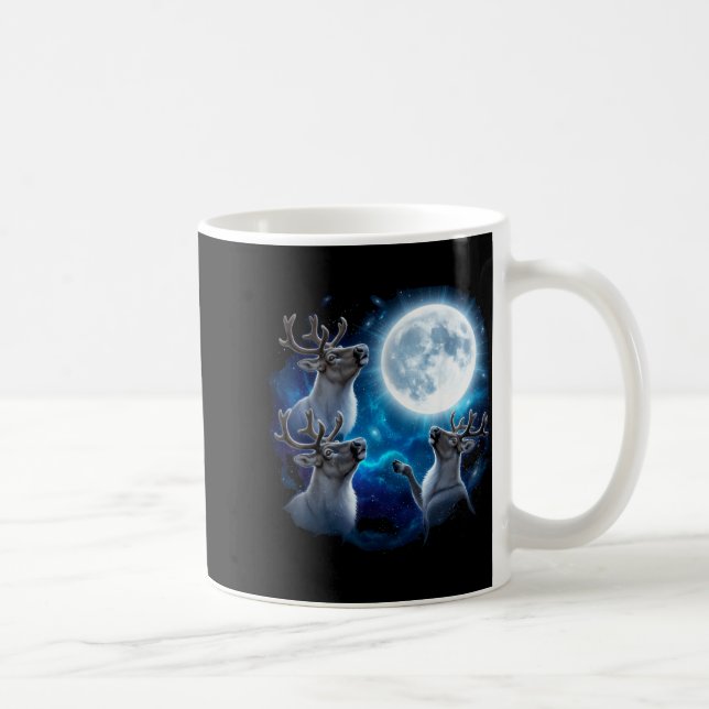 Three Reindeer Howling At The Moon Merry Christmas Kaffemugg (Höger)