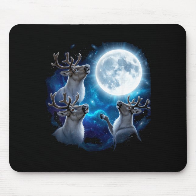 Three Reindeer Howling At The Moon Merry Christmas Musmatta (Framsidan)