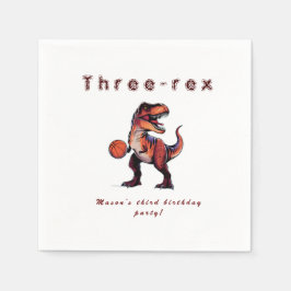 Three-Rex basketball Dino birthday Pappersservett