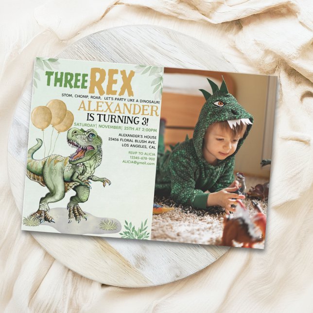 Three Rex - Funny Birthday 3rd Boy Dinosaur Inbjudningar (Skapare uppladdad)