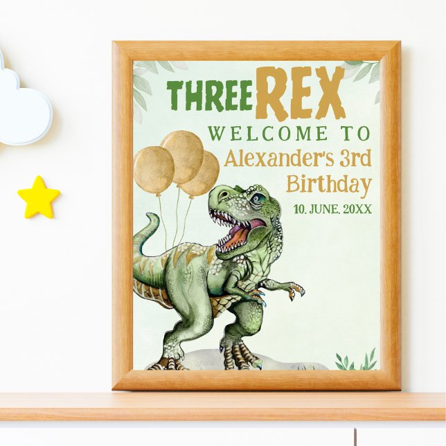 Three Rex - Funny Birthday 3rd Boy Dinosaur Poster (Skapare uppladdad)
