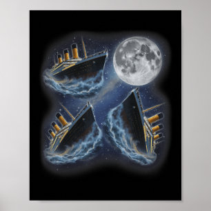 Three Rms Titanic Måne 3 Ylande Mot Månen Roligt W Poster