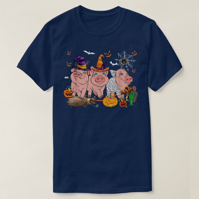 Three Sheep Halloween Mummy Witch Scary Pumpkins F T Shirt (Design framsida)