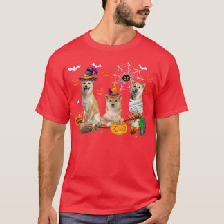 Three Shiba Inu Dogs Witch Halloween Mummy Scary P T Shirt