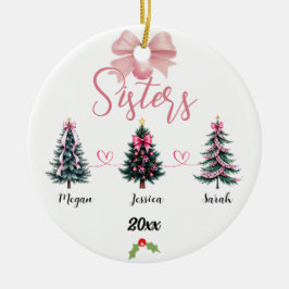 Three Sisters Christmas Tree With Custom names Julgransprydnad Keramik