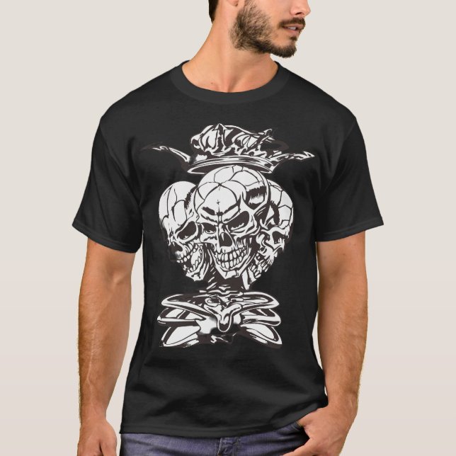 Three Skulls with Crown T Shirt (Framsida)