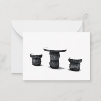 Three Stone Round Benches Snow Photo Anteckningskort