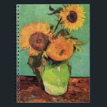 Three Sunflowers in a Vase by Vincent van Gogh Anteckningsbok<br><div class="desc">Three Sunflowers in a Vase by Vincent van Gogh is a vintage fine art post impressionism still life floral painting. A bouquet with three beautiful blooming sunflowers in a vase. Fresh cut summer flowers from the garden. About the artist: Vincent Willem van Gogh (1853 -1890) was one of the most...</div>