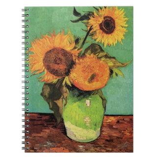 Three Sunflowers in a Vase by Vincent van Gogh Anteckningsbok