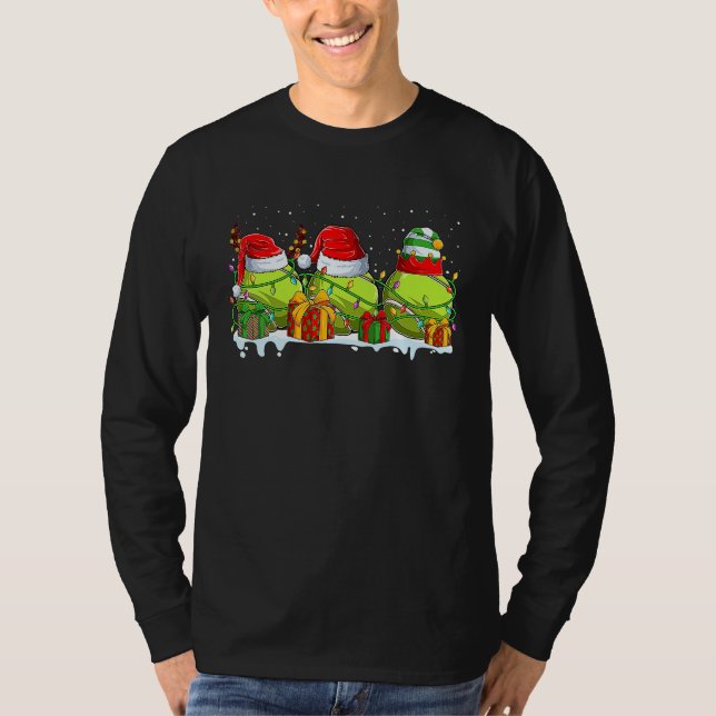 Three Tennis Ball Santa ELF Reindeer Christmas Lig T Shirt (Framsida)