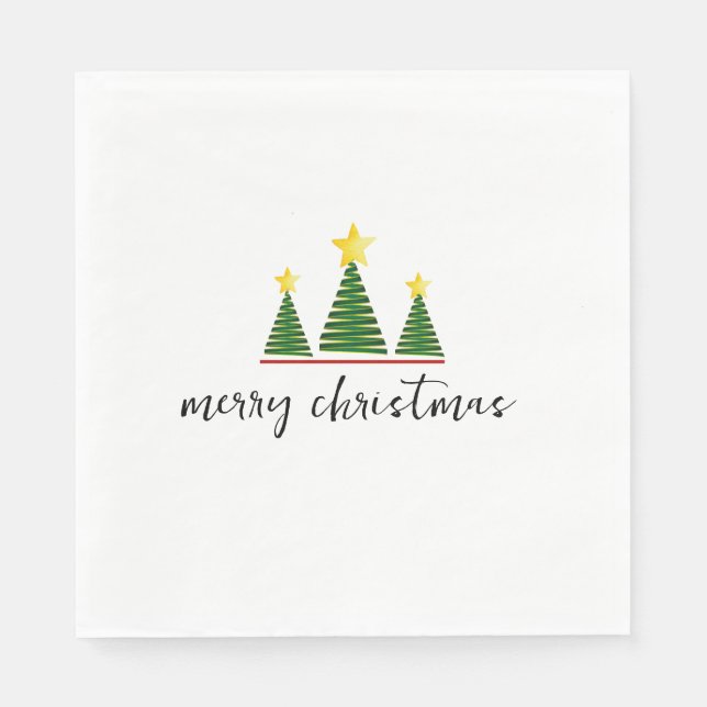 Three Trees, Merry Christmas Paper Napkin Pappersservett (Framsidan)