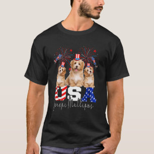 Three Usa Jenepi Maltipoos Hund American Flagga Ha T Shirt