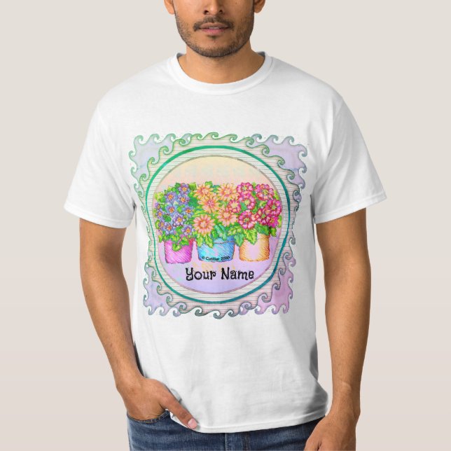 Three Vases Flowers T Shirt (Framsida)