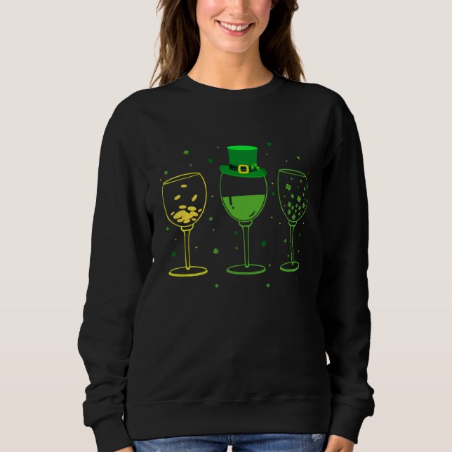 Three Wine Glasses C Shamrock St Patrick's Day Iri T Shirt (Framsida)