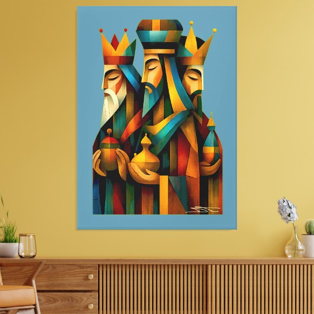Three Wise Men Abstract Nativity Art Canvastryck (Insitu (Vardagsrum))