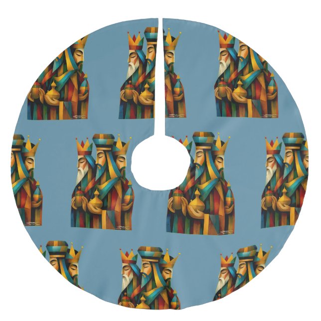 Three Wise Men Abstract Nativity Art Julgransmatta Borstad Polyester (Framsidan)
