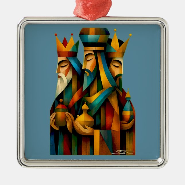 Three Wise Men Abstract Nativity Art Julgransprydnad Metall (Framsidan)