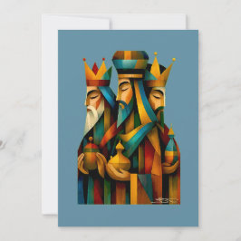 Three Wise Men Abstract Nativity Art Julkort