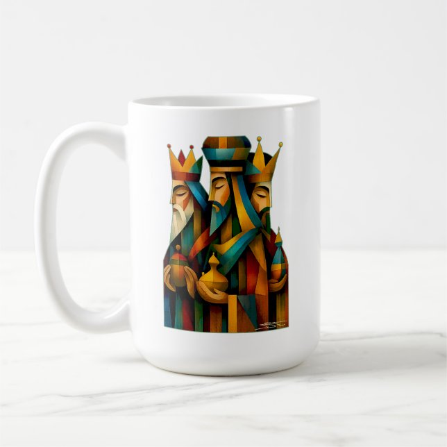 Three Wise Men Abstract Nativity Art  Kaffemugg (Vänster)